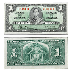 SOLD $1 1937 Bank of Canada Note Gordon-Towers J/M Prefix BC-21c - VF
