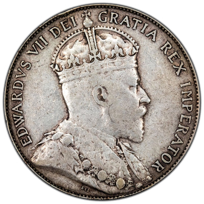 Canada 1910 Edwardian Leaves 50 Cents Half Dollar Silver Coin - Very Fine