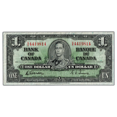 $1 1937 Bank of Canada Note Gordon-Towers S/A Prefix BC-21c - VF