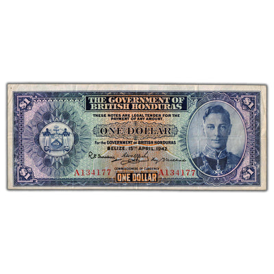 SOLD British Honduras 1942 $1 One Dollar Note P #20 - VF+