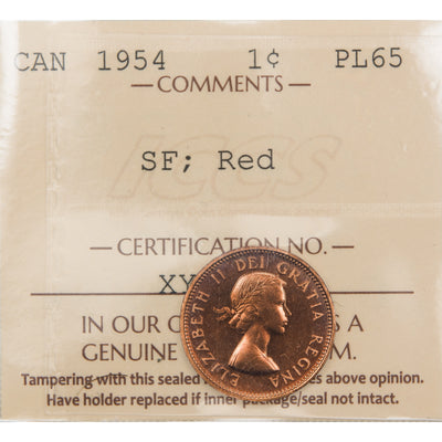 Canada 1954 SF 1 Small Cent Proof Like Coin - ICCS PL-65 Red