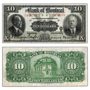 SOLD $10 1923 Bank of Montreal Canada Chartered Note #505-56-04 - F/VF