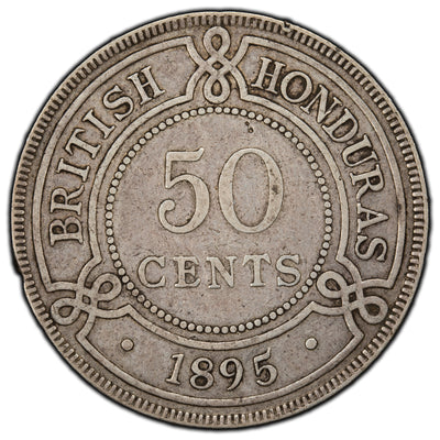 British Honduras 1895 50 Cents Silver Coin - VF
