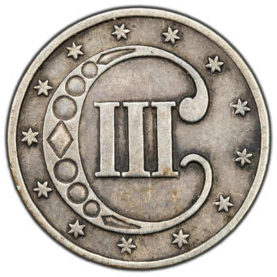 SOLD United States 1853 3 Three Cents Silver Coin - VF+