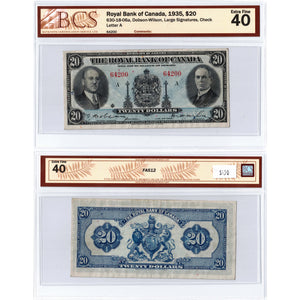 SOLD $20 1935 Royal Bank of Canada Chartered Note #630-18-06a - BCS EF-40