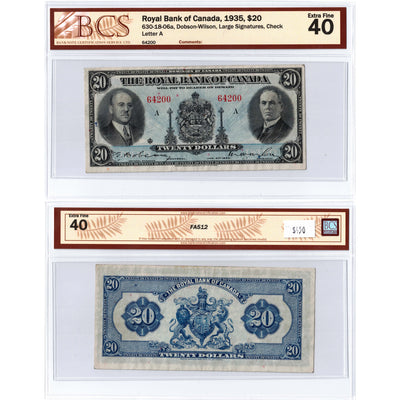 SOLD $20 1935 Royal Bank of Canada Chartered Note #630-18-06a - BCS EF-40