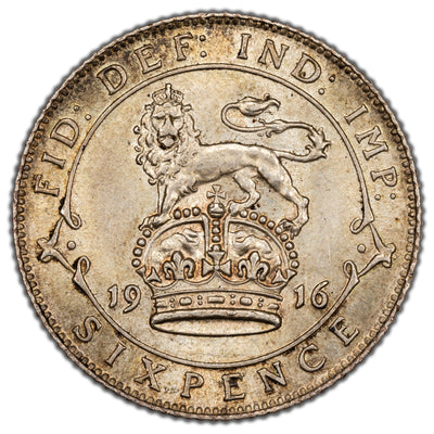 Great Britain 1916 6 Six Pence Silver Coin
