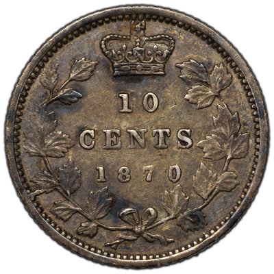 SOLD Canada 1870 Narrow 0/0 10 Cents Dime Silver Coin - VF