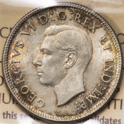 Canada 1938 25 Cents Quarter Silver Coin - ICCS MS-64