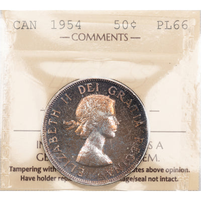 SOLD Canada 1954 50 Cents Half Dollar Silver Coin - ICCS Proof-Like PL-66