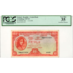 Ireland 1959 10 Ten Shillings Note P #56d - PCGS VF-35