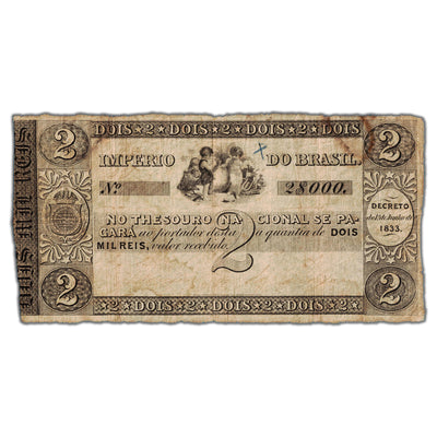 SOLD Brazil Thesouro Nacional 1833 2 Mils Reis Note