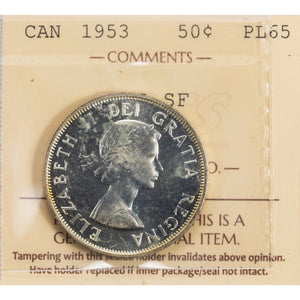 SOLD Canada 1953 LD SF 50 Cents Half Dollar Silver Coin - ICCS Proof-Like PL-65