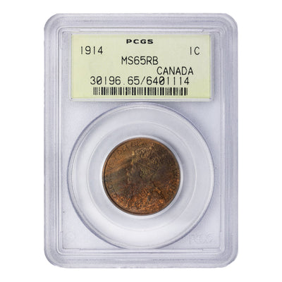 SOLD Canada 1914 1 Large Cent Coin - PCGS MS-65 RB