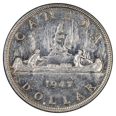 SOLD Canada 1947 Blunt 7 $1 Silver Dollar Coin - EF/AU