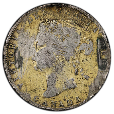 SOLD Canada Victoria (1870-1901) 50 Cents Silver Coin - Love Token "DAD" - Ex. Jewelry