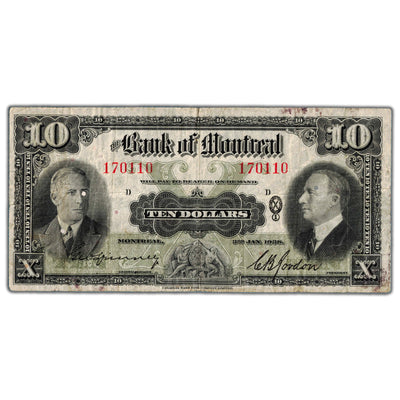 $10 1938 Bank of Montreal Canada Chartered Note #505-62-04 - Circulated