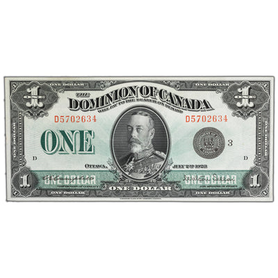 SOLD $1 1923 Dominion of Canada Note Black Seal Series D DC-25n - VF/EF (pressed)