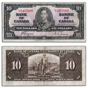 SOLD $10 1937 Bank of Canada Note Coyne-Towers H/T Prefix BC-24c - Fine