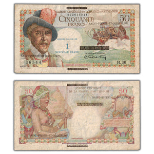 SOLD Saint Pierre & Miquelon N.D (1960) 50 Francs / 1 New Franc Note P #30b