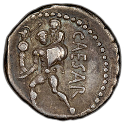 Ancient Rome 49-44 BC Julius Caesar AR Denarius SIlver Coin Crawford 458/1 Syd #1013