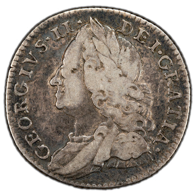 Great Britain 1758 6d Sixpence Silver Coin KM #582