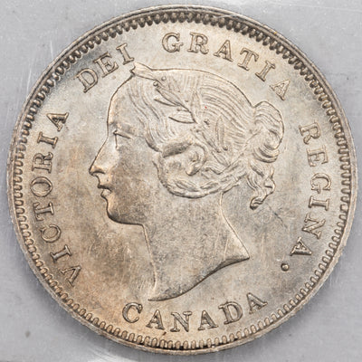 SOLD Canada 1900 Oval 0's 5 Cents Silver Coin - ICCS MS-63