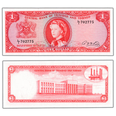 SOLD Trinidad & Tobago 1964 $1 One Dollar Note P #26b - AU/UNC