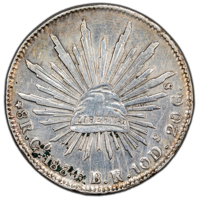 SOLD Mexico 1884 Guanajuato Go BR 8 Reales Silver Coin - Cleaned