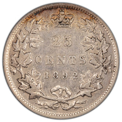 Canada 1892 25 Cents Quarter Silver Coin - Very Fine