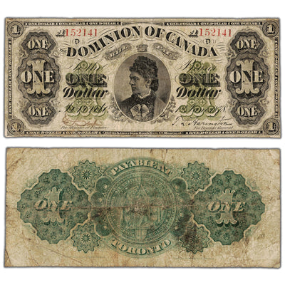 $1 1878 Dominion of Canada Note Payable at Toronto DC-8f-i - Fine