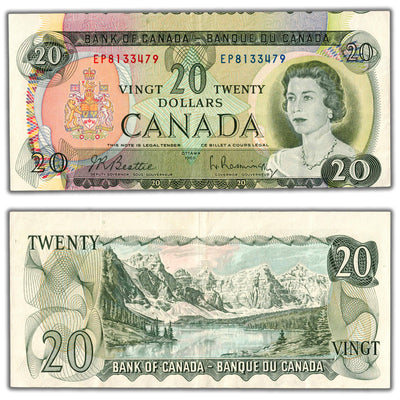 SOLD $20 1969 Bank of Canada Note Cutting Error EP Prefix BC-50a - VF/EF