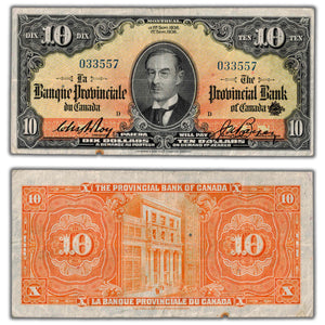 SOLD $10 1936 Banque Provinciale du Canada Chartered Note CH #615-18-06