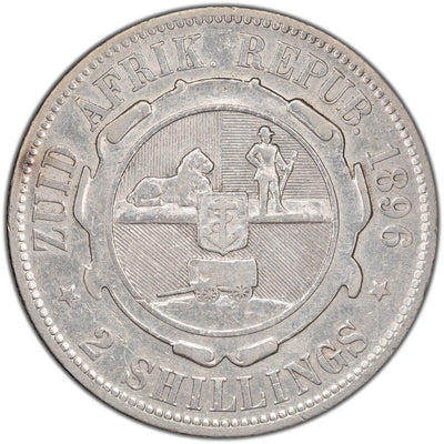 South Africa 1896 2 Shilling Silver Coin - Cleaned