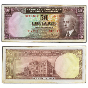 SOLD Turkey ND (1942-44) 50 Fifty Kurus P #133 - Staining