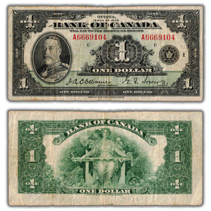 SOLD $1 1935 Bank of Canada Note English Text Series A BC-1 - Rough Edges
