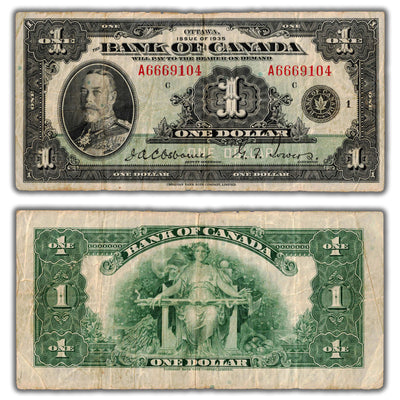 $1 1935 Bank of Canada Note English Text Series A BC-1 - Rough Edges