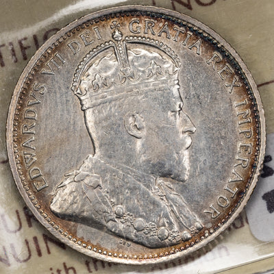 SOLD Canada 1903 25 Cents Quarter Silver Coin - ICCS EF-40 (cleaned)