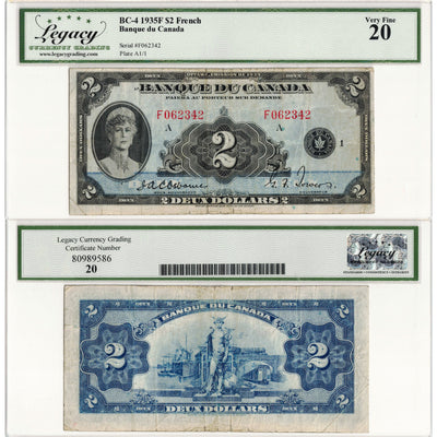 $2 1935 Banque du Canada Note French Text BC-4 - Legacy VF-20