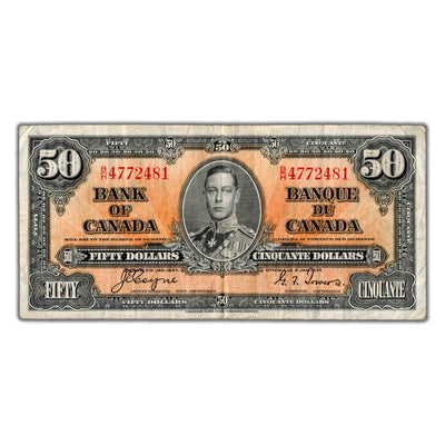$50 1937 Bank of Canada Note Coyne-Towers B/H Prefix BC-26c - Fine