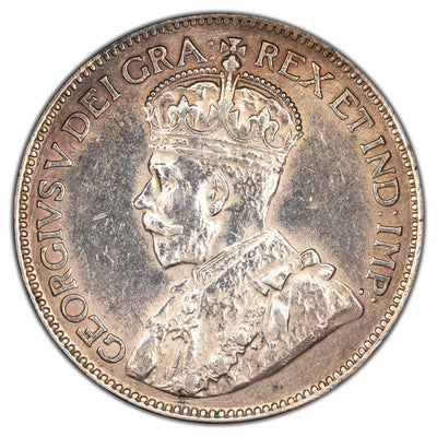 Canada 1919 25 Cents Quarter Silver Coin - Cleaned