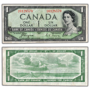SOLD $1 1954 Bank of Canada Note Devil Face H/A Prefix BC-29a - VF