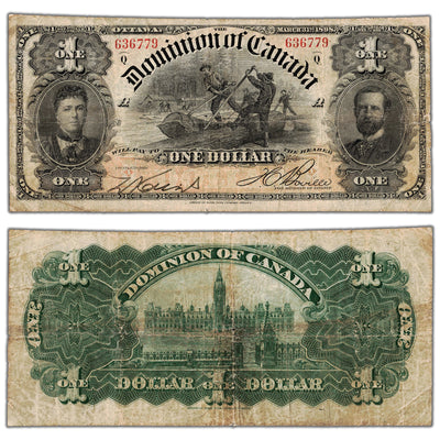 SOLD $1 1898 Dominion of Canada Note Boville Series Q DC-13c - Fine (hole)