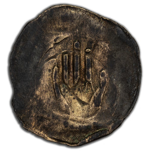 SOLD Germany Hall c. 13th-15th Century Heller Silver Coin Saur #1365/1608 - Hand of God