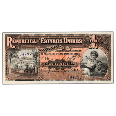 SOLD Brazil 1917 1 Mil Reis Note P #5a - VF/EF