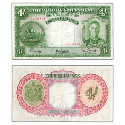 Bahamas 1936 (1947) 4 Four Shillings Note P #9e - Choice VF/EF