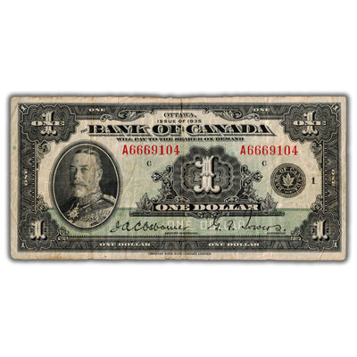 $1 1935 Bank of Canada Note English Text Series A BC-1 - Rough Edges