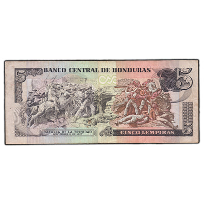 SOLD Honduras 1989 5 Lempiras Note P #63b