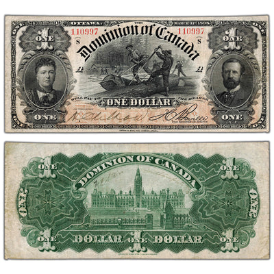 $1 1898 Dominion of Canada Note Courtney Series S DC-13c - VF+ (minor writing)