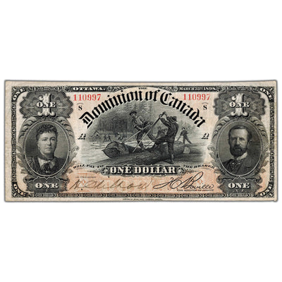 $1 1898 Dominion of Canada Note Courtney Series S DC-13c - VF+ (minor writing)